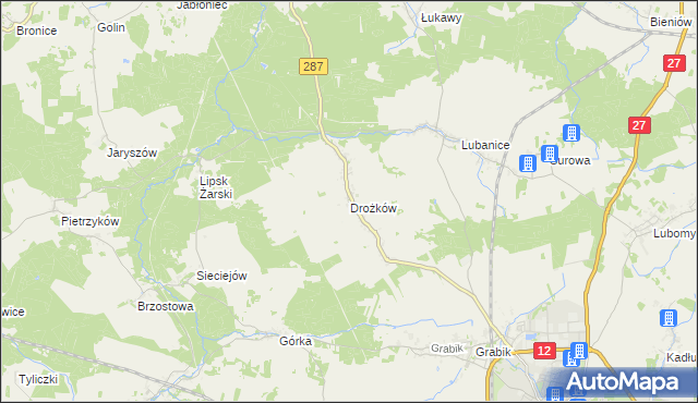 mapa Drożków, Drożków na mapie Targeo