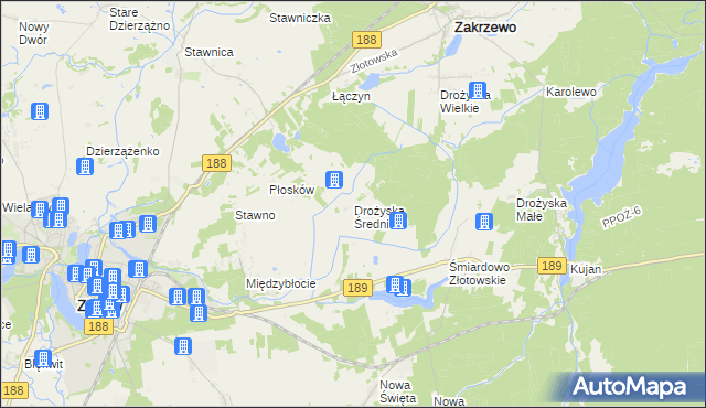 mapa Drożyska Średnie, Drożyska Średnie na mapie Targeo