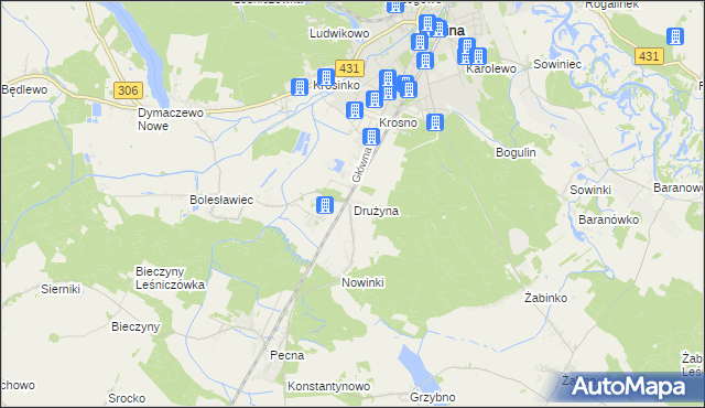 mapa Drużyna, Drużyna na mapie Targeo