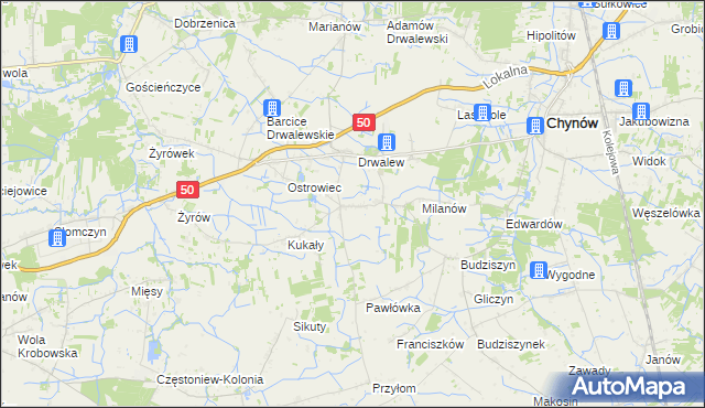 mapa Drwalewice gmina Chynów, Drwalewice gmina Chynów na mapie Targeo