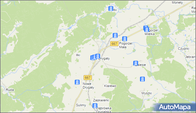 mapa Drygały, Drygały na mapie Targeo