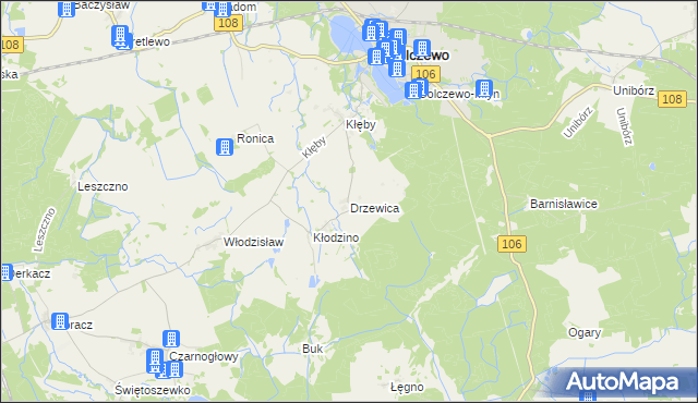 mapa Drzewica gmina Golczewo, Drzewica gmina Golczewo na mapie Targeo