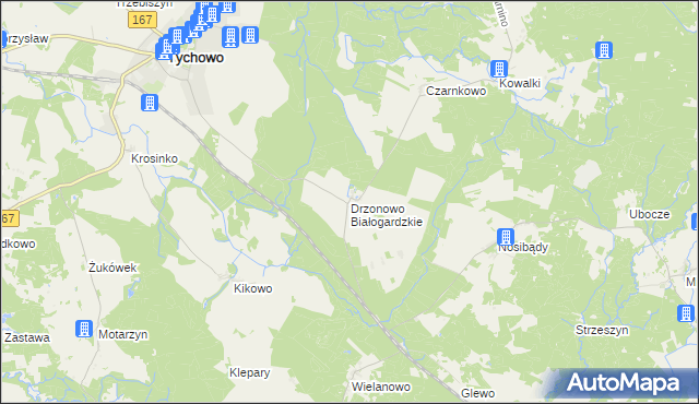 mapa Drzonowo Białogardzkie, Drzonowo Białogardzkie na mapie Targeo