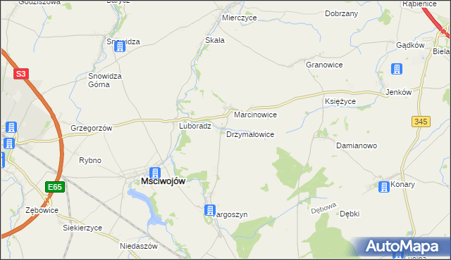 mapa Drzymałowice, Drzymałowice na mapie Targeo