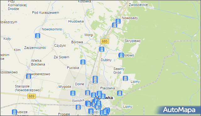 mapa Dubiny, Dubiny na mapie Targeo