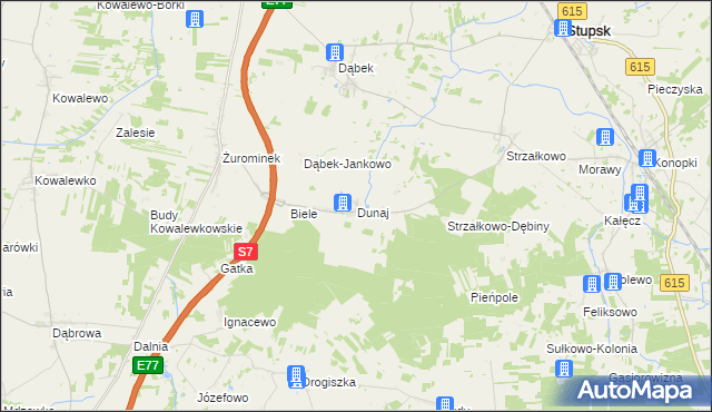 mapa Dunaj gmina Stupsk, Dunaj gmina Stupsk na mapie Targeo