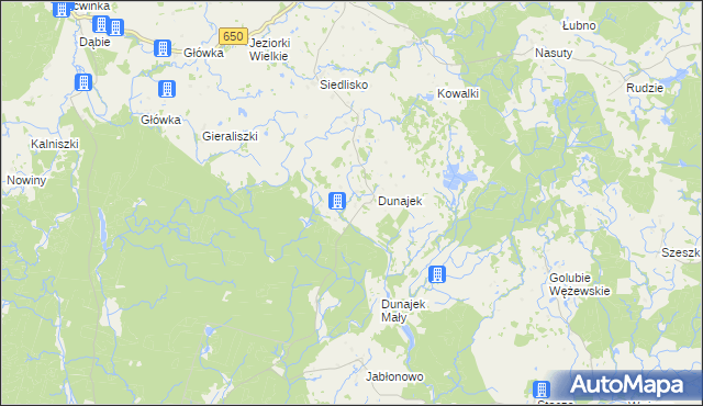 mapa Dunajek gmina Kowale Oleckie, Dunajek gmina Kowale Oleckie na mapie Targeo