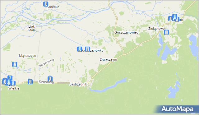 mapa Duraczewo, Duraczewo na mapie Targeo