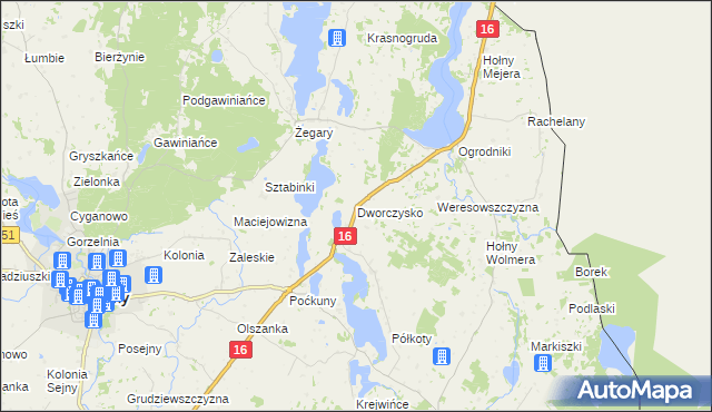 mapa Dworczysko gmina Sejny, Dworczysko gmina Sejny na mapie Targeo