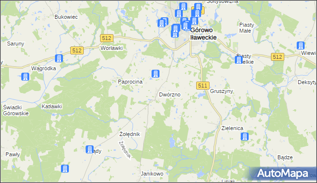 mapa Dwórzno gmina Górowo Iławeckie, Dwórzno gmina Górowo Iławeckie na mapie Targeo