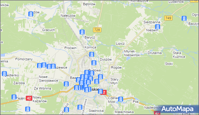 mapa Dyszów, Dyszów na mapie Targeo