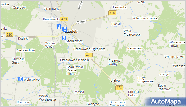 mapa Dziadkowice gmina Szadek, Dziadkowice gmina Szadek na mapie Targeo