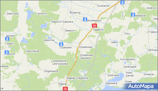 mapa Dziadkowo gmina Cieszków, Dziadkowo gmina Cieszków na mapie Targeo