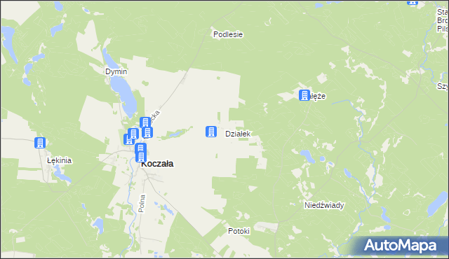 mapa Działek gmina Koczała, Działek gmina Koczała na mapie Targeo