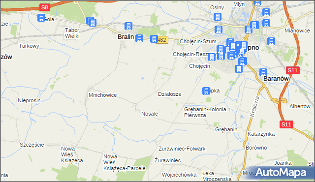 mapa Działosze, Działosze na mapie Targeo