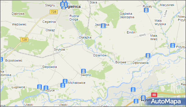 mapa Dziarnów, Dziarnów na mapie Targeo