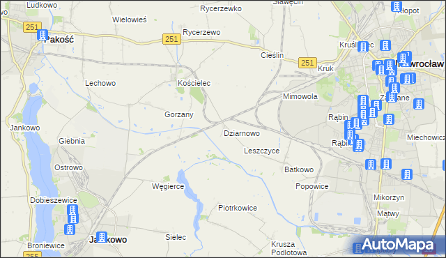 mapa Dziarnowo gmina Pakość, Dziarnowo gmina Pakość na mapie Targeo