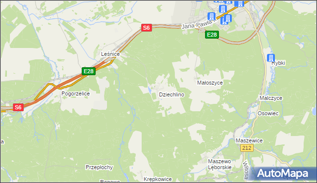 mapa Dziechlino, Dziechlino na mapie Targeo