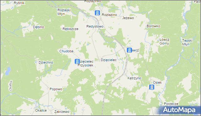 mapa Dzięcielec, Dzięcielec na mapie Targeo