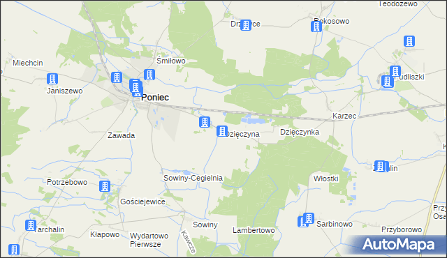 mapa Dzięczyna, Dzięczyna na mapie Targeo