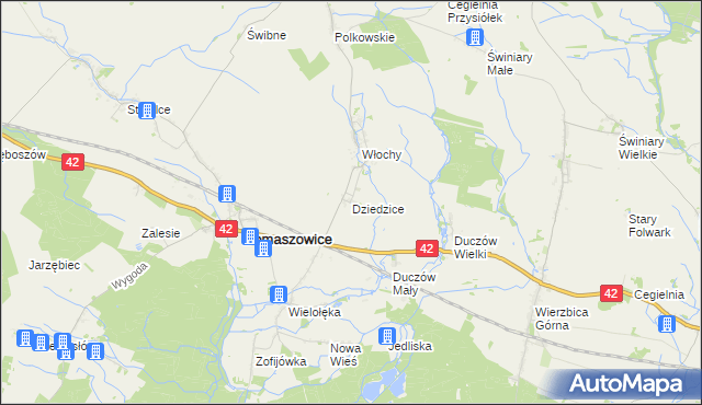 mapa Dziedzice gmina Domaszowice, Dziedzice gmina Domaszowice na mapie Targeo