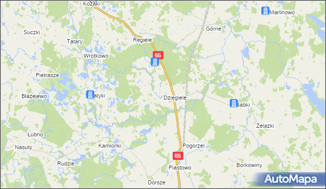 mapa Dzięgiele gmina Gołdap, Dzięgiele gmina Gołdap na mapie Targeo