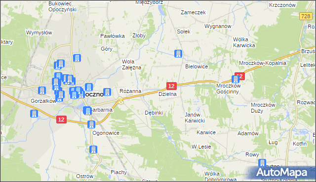 mapa Dzielna gmina Opoczno, Dzielna gmina Opoczno na mapie Targeo