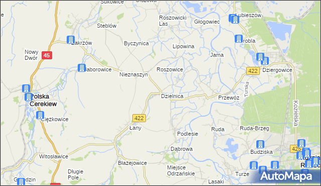 mapa Dzielnica gmina Cisek, Dzielnica gmina Cisek na mapie Targeo