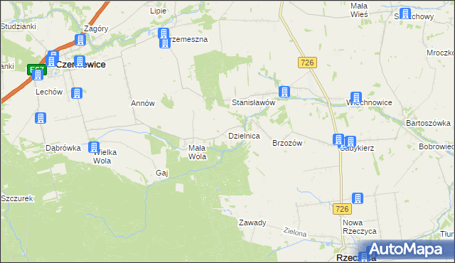 mapa Dzielnica gmina Czerniewice, Dzielnica gmina Czerniewice na mapie Targeo