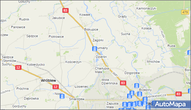 mapa Dzierlin, Dzierlin na mapie Targeo