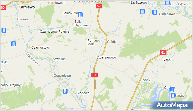 mapa Dzierżanowo gmina Szelków, Dzierżanowo gmina Szelków na mapie Targeo