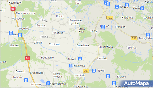 mapa Dzierżawa, Dzierżawa na mapie Targeo