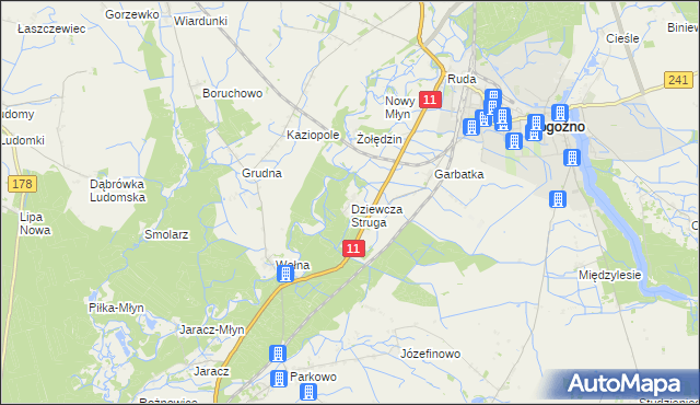 mapa Dziewcza Struga, Dziewcza Struga na mapie Targeo