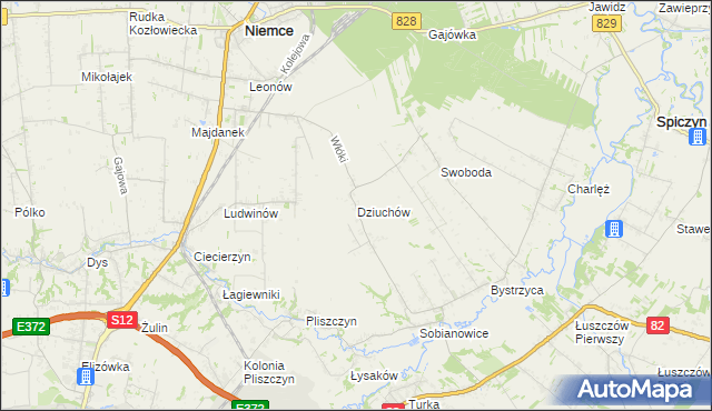 mapa Dziuchów, Dziuchów na mapie Targeo