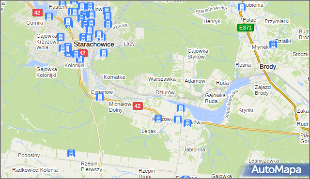 mapa Dziurów gmina Brody, Dziurów gmina Brody na mapie Targeo