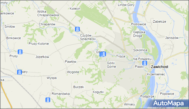 mapa Dziurów gmina Zawichost, Dziurów gmina Zawichost na mapie Targeo