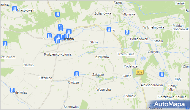 mapa Elżbietów gmina Michów, Elżbietów gmina Michów na mapie Targeo