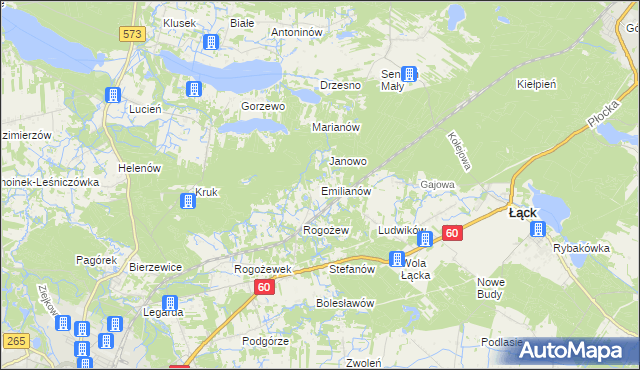 mapa Emilianów gmina Gostynin, Emilianów gmina Gostynin na mapie Targeo