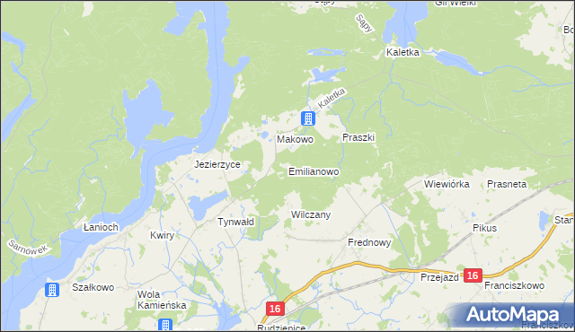 mapa Emilianowo gmina Iława, Emilianowo gmina Iława na mapie Targeo