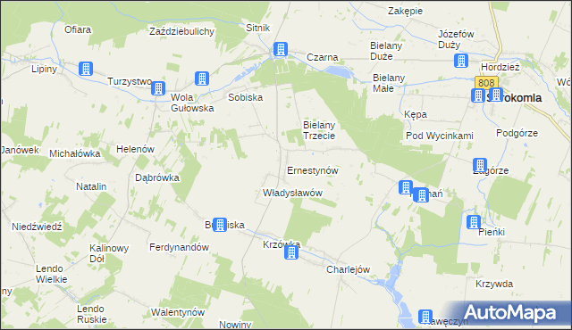 mapa Ernestynów gmina Serokomla, Ernestynów gmina Serokomla na mapie Targeo