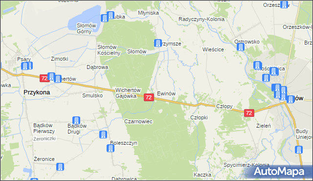 mapa Ewinów, Ewinów na mapie Targeo