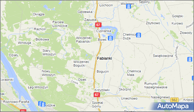 mapa Fabianki powiat włocławski, Fabianki powiat włocławski na mapie Targeo