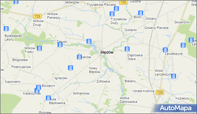 mapa Fabianów gmina Błędów, Fabianów gmina Błędów na mapie Targeo