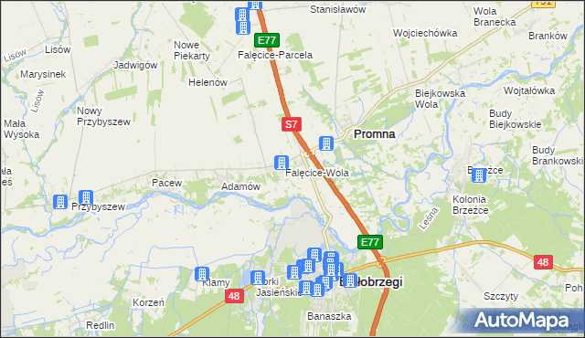 mapa Falęcice, Falęcice na mapie Targeo