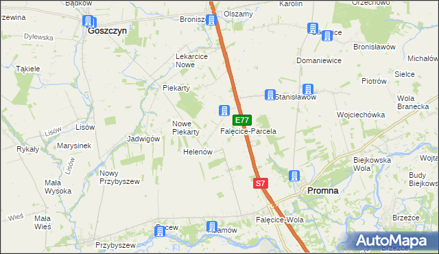 mapa Falęcice-Parcela, Falęcice-Parcela na mapie Targeo