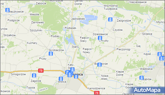 mapa Falęcin Nowy, Falęcin Nowy na mapie Targeo