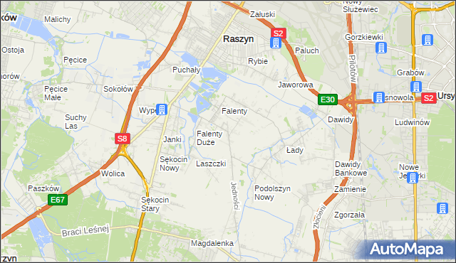 mapa Falenty Nowe, Falenty Nowe na mapie Targeo