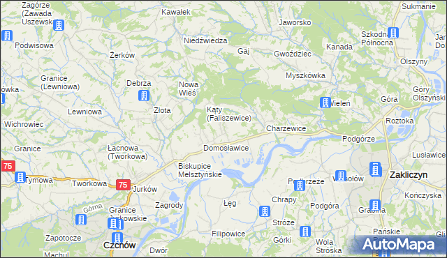 mapa Faliszewice, Faliszewice na mapie Targeo