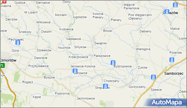 mapa Faliszowice, Faliszowice na mapie Targeo