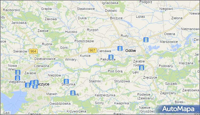 mapa Fałkowice gmina Gdów, Fałkowice gmina Gdów na mapie Targeo